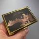 1960's Vintage Mechanical Musical Compact Cosmetic Powder Box Gold Tone Working