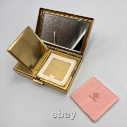 1960's Vintage Mechanical Musical Compact Cosmetic Powder Box Gold Tone Working