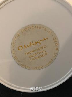 1960s Vintage ODALISQUE Dusting Powder by NETTIE ROSENSTEIN New Old Stock and Never Used Hard Plastic Container Box and Puff Body Powder