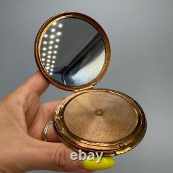 1970s Vintage USSR Compact Powder Box Old Brass Makeup Mirror Vanity Case Gift