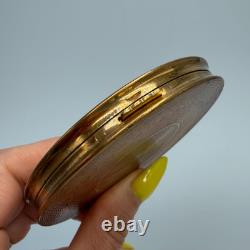 1970s Vintage USSR Compact Powder Box Old Brass Makeup Mirror Vanity Case Gift