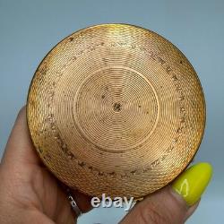 1970s Vintage USSR Compact Powder Box Old Brass Makeup Mirror Vanity Case Gift