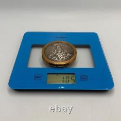 1970s Vintage USSR Compact Powder Box Old Brass Makeup Mirror Vanity Case Gift