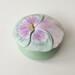 1990s Floral Powder Jar Handmade Pastel Ceramic Hand Painted Pansy Trinket Bowl