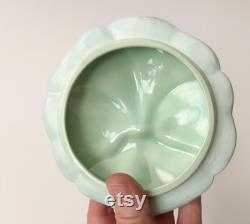 1990s Floral Powder Jar Handmade Pastel Ceramic Hand Painted Pansy Trinket Bowl