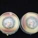 2 Art Deco Vanity Dresser Ribbed Glass Powder Rouge Cream Jars Marie Anntoinette Cameo Lids