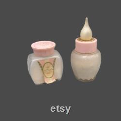 2 Avon Cotillion Sachet Powder Glass Jars, Vintage Vanity Lot