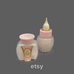 2 Avon Cotillion Sachet Powder Glass Jars, Vintage Vanity Lot