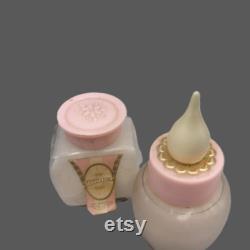 2 Avon Cotillion Sachet Powder Glass Jars, Vintage Vanity Lot