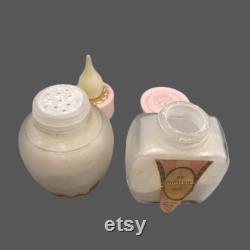 2 Avon Cotillion Sachet Powder Glass Jars, Vintage Vanity Lot