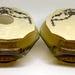 2 Vintage Art Deco amber glass vanity powder compact and Hair receiver with celluloid lids Womens Vanity Jars