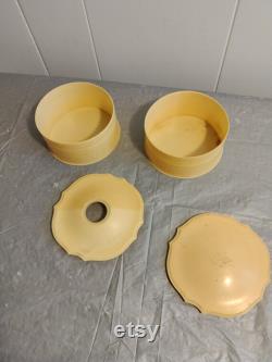 2pc Vintage French Ivory Celluloid Vanity Set Powder Box