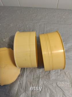 2pc Vintage French Ivory Celluloid Vanity Set Powder Box