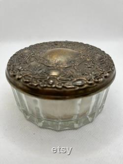 50 OFF International Silver Company Mirrored Crystal Powder Jar withBuff and Goldplated Cover