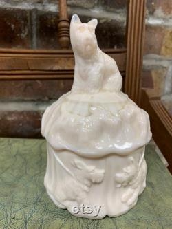 50 s Milk Glass Scotty Dog Powder Jar