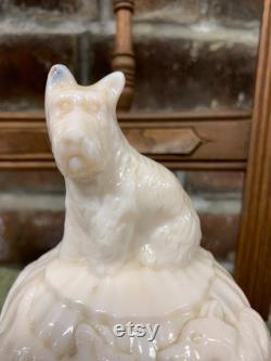 50 s Milk Glass Scotty Dog Powder Jar