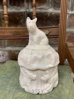 50 s Milk Glass Scotty Dog Powder Jar