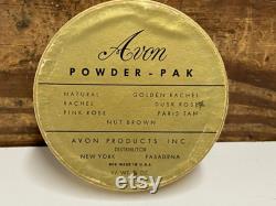 60's Avon Powder Pak Powder Box, Natural Rachel Rose, Vintage Vanity Decor, Green, Pink and Gold Powder Box