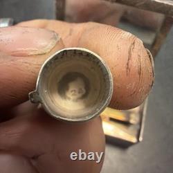 800 Silver Compact Rococo Style Etched Powder Trinket Box Push In Liptube WithPuff