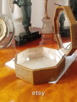 ART DECO Octagonal Mirrored Powder Box Glass Liner
