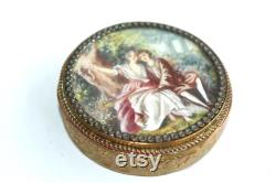 ATQ Exquisite French Gold Gilt 19th Century Trinket Powder Box FMS