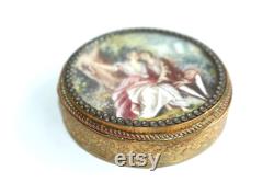 ATQ Exquisite French Gold Gilt 19th Century Trinket Powder Box FMS