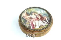 ATQ Exquisite French Gold Gilt 19th Century Trinket Powder Box FMS