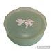 AVON Plastic Green Empty Rapture Beauty Dust Powder Box White Doves Made in USA