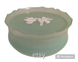AVON Plastic Green Empty Rapture Beauty Dust Powder Box White Doves Made in USA