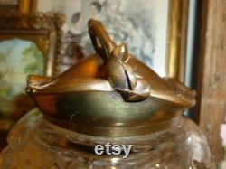 A Large And Beautiful Art Nouveau Or Art Nouveau Style Dresser Jar Vanity Jar Powder Jar Powder Box Detailed Glass And Metal Lid