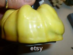 A Wonderful Vintage Fancy Lady Powder Box Powder Jar Made In Japan Lovely Bright Yellow And Black Dress Pink Rose Accents