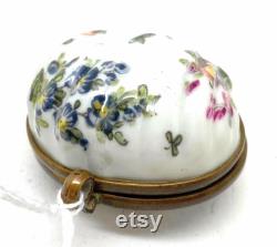 A nice vintage 19th century porcelain patch box hand painted flower