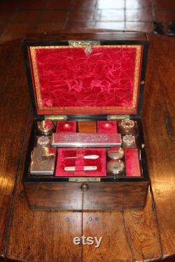 A super Victorian ladies travelling vanity box in rosewood.