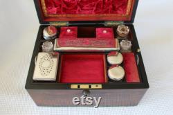 A super Victorian ladies travelling vanity box in rosewood.