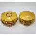 Amber Glass Powder Box and Hair Receiver Acwalite Celluloid Pyralin Lid VTG