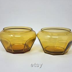 Amber Glass Powder Box and Hair Receiver Acwalite Celluloid Pyralin Lid VTG