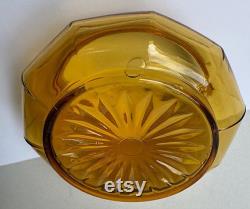 Amber Glass Vanity Powder Dresser Jar Trinket Box Celluloid or Bakelite Lid