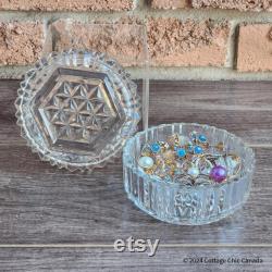 Anchor Hocking Glass Powder Box, Candy Dish, Jewelry Trinket Holder
