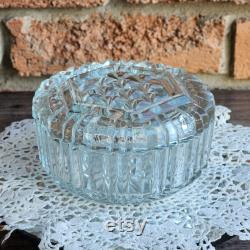 Anchor Hocking Glass Powder Box, Candy Dish, Jewelry Trinket Holder
