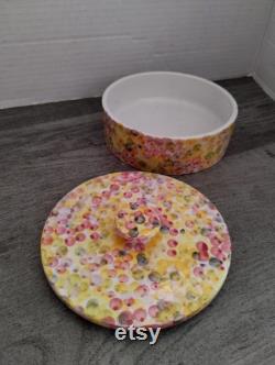 Ancora Hand Decorated Covered Powder Box Dish Made in Italy