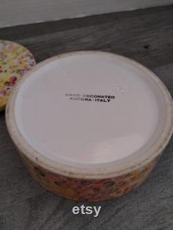 Ancora Hand Decorated Covered Powder Box Dish Made in Italy