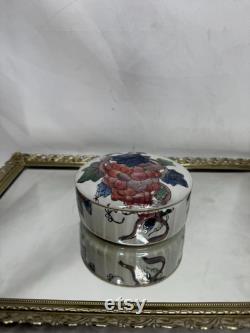 Andrea By Sadek Trinket Jewelry Box Floral Enameled Porcelain with Lid