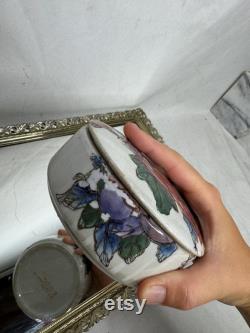 Andrea By Sadek Trinket Jewelry Box Floral Enameled Porcelain with Lid