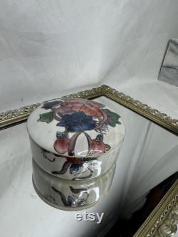 Andrea By Sadek Trinket Jewelry Box Floral Enameled Porcelain with Lid
