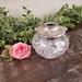Antique 1800's Victorian Era Repousse Silverplate and Cut Crystal Hair Receiver Vanity Collectible