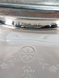 Antique 1893 Gorham Sterling Silver Glass Powder Jar Dresser Vanity Box 60g Lid