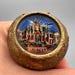 Antique 1900 Paris Expo Palais de l'Electricite Compact Enamel and Brass Powder Mirror Box with Hand-Painted Scene Pill Box