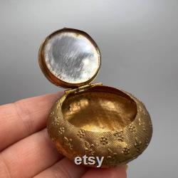 Antique 1900 Paris Expo Palais de l'Electricite Compact Enamel and Brass Powder Mirror Box with Hand-Painted Scene Pill Box
