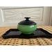 Antique 1920s Fenton Jade Optic Green Black Glass Vanity Tray Powder Box