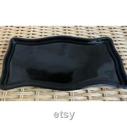 Antique 1920s Fenton Jade Optic Green Black Glass Vanity Tray Powder Box